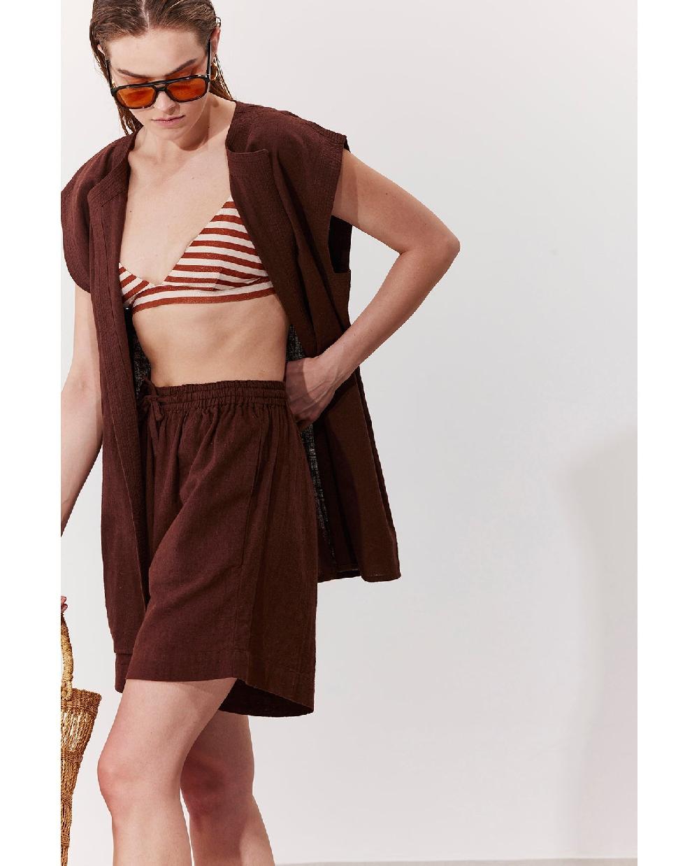 Gottex Terra Sleeveless Vest Cover-Up Brown