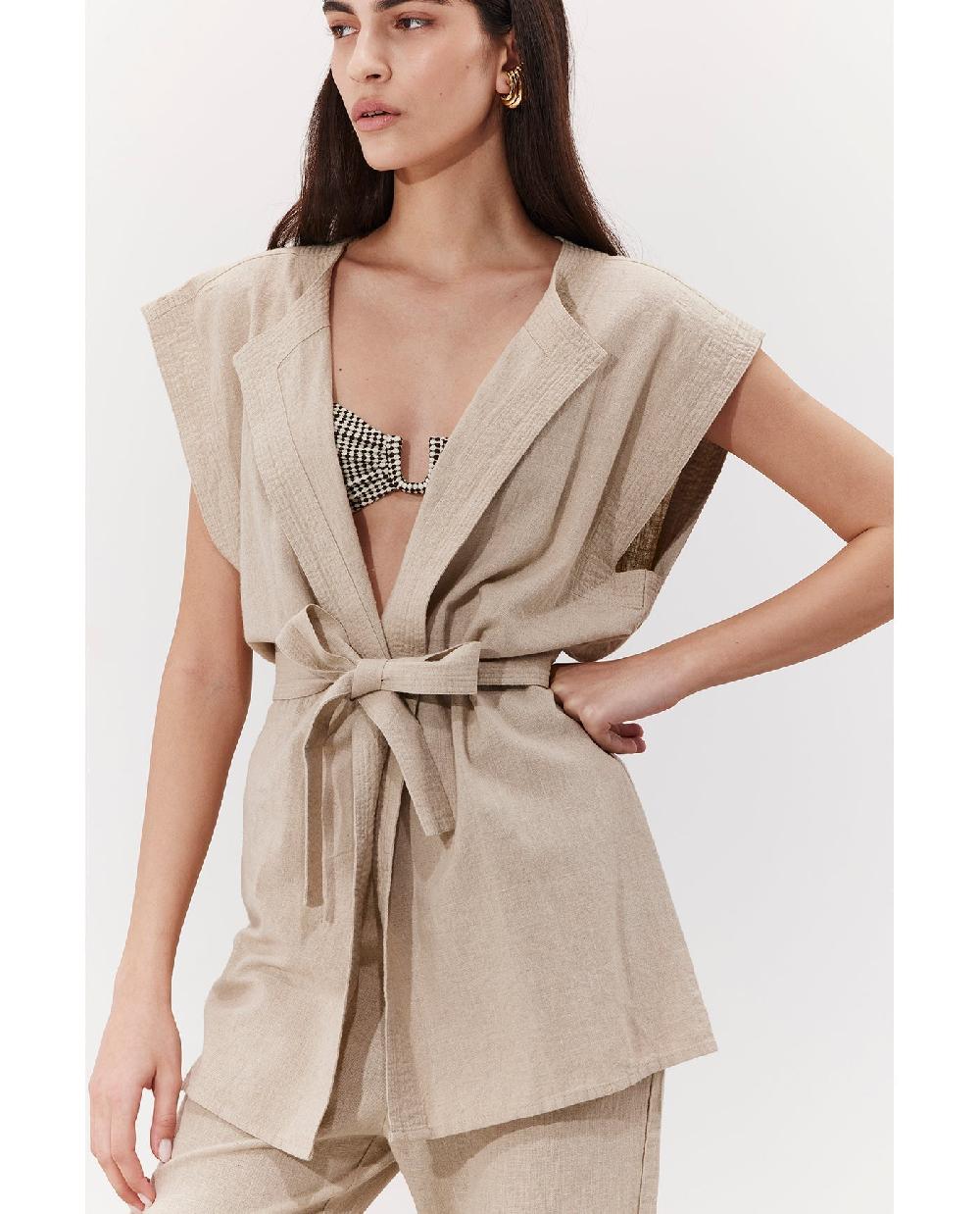 Gottex Terra Sleeveless Vest Cover-Up Natural