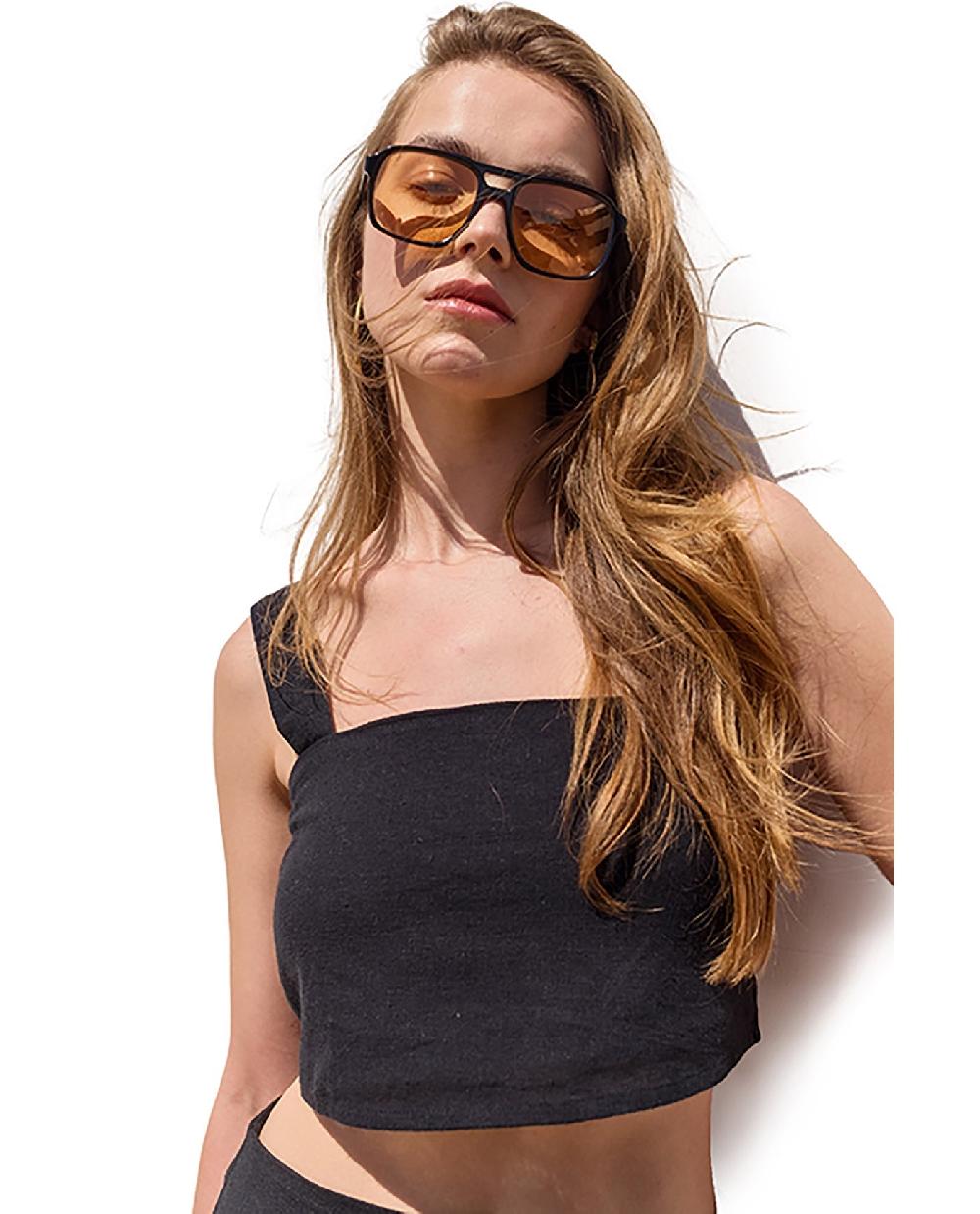 Gottex Terra Square Neck Crop Top Cover-Up Black