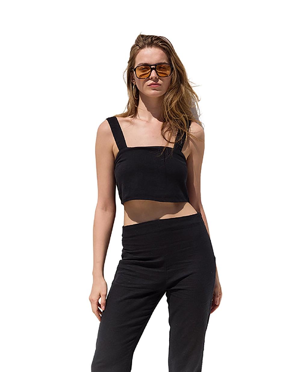 gottex Terra Square Neck Crop Top Cover-Up Black