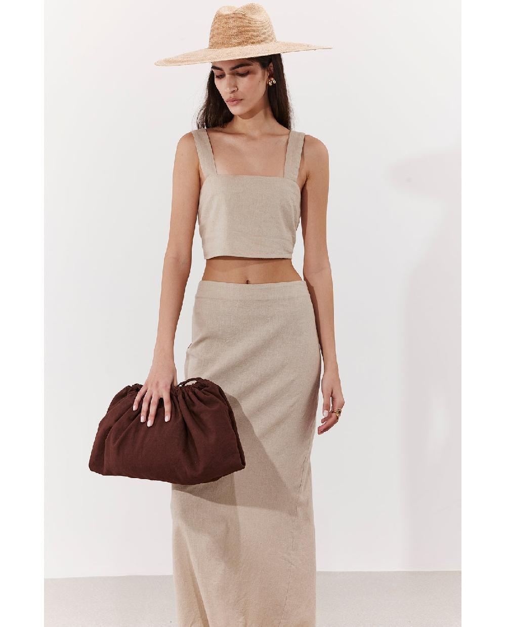 Gottex Terra Square Neck Crop Top Cover-Up Natural