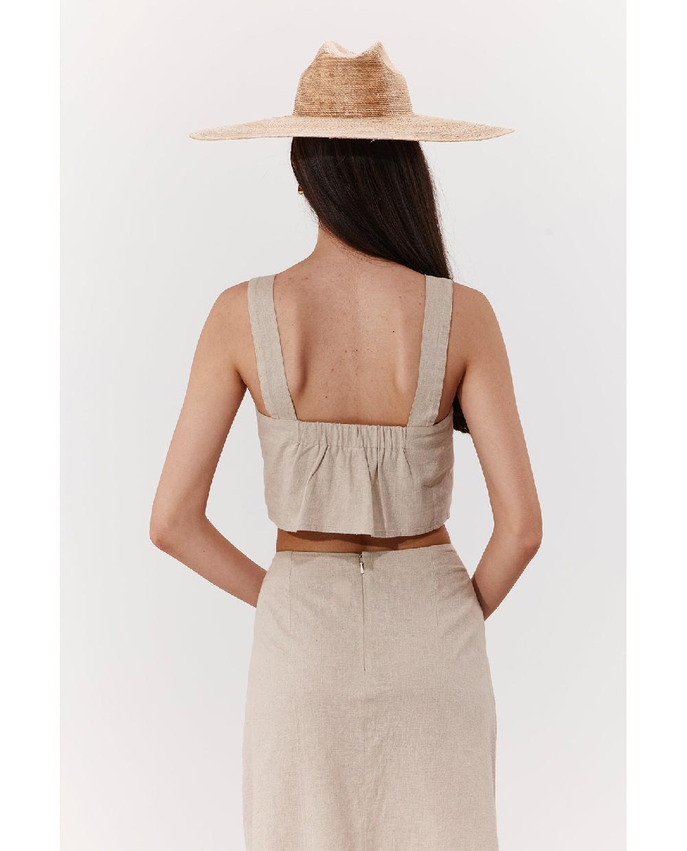 Gottex Terra Square Neck Crop Top Cover-Up Natural