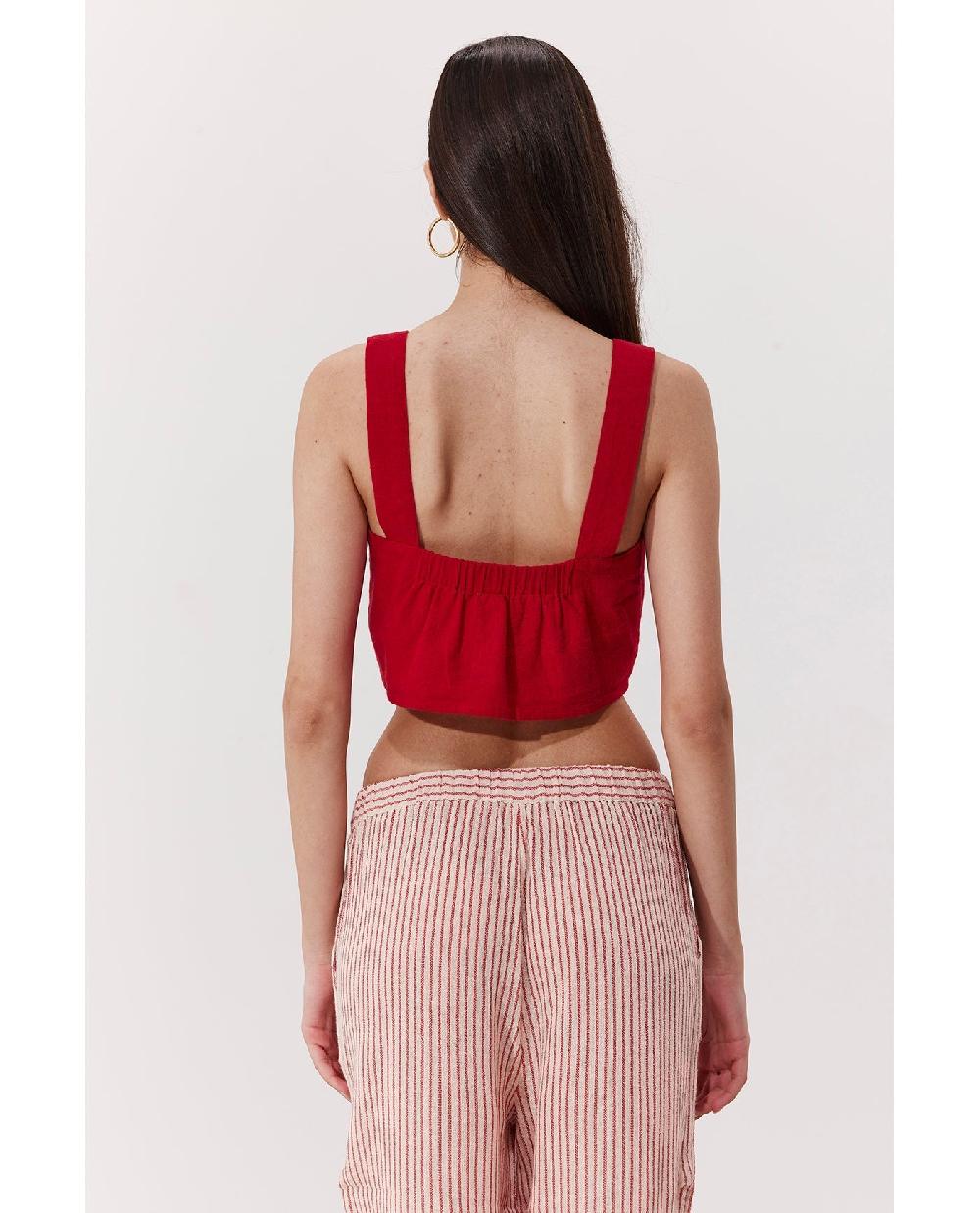 Gottex Terra Square Neck Crop Top Cover-Up Red