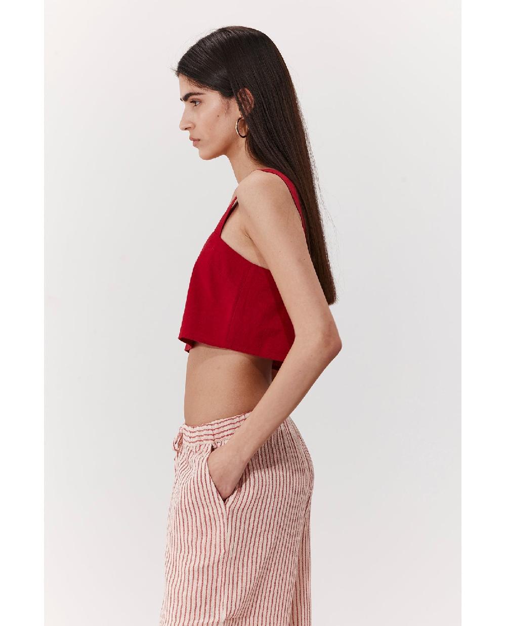 Gottex Terra Square Neck Crop Top Cover-Up Red