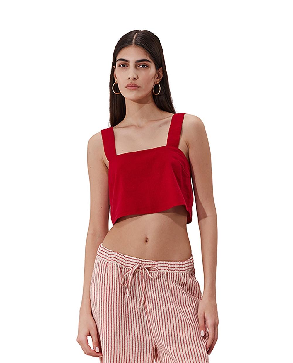 gottex Terra Square Neck Crop Top Cover-Up Red
