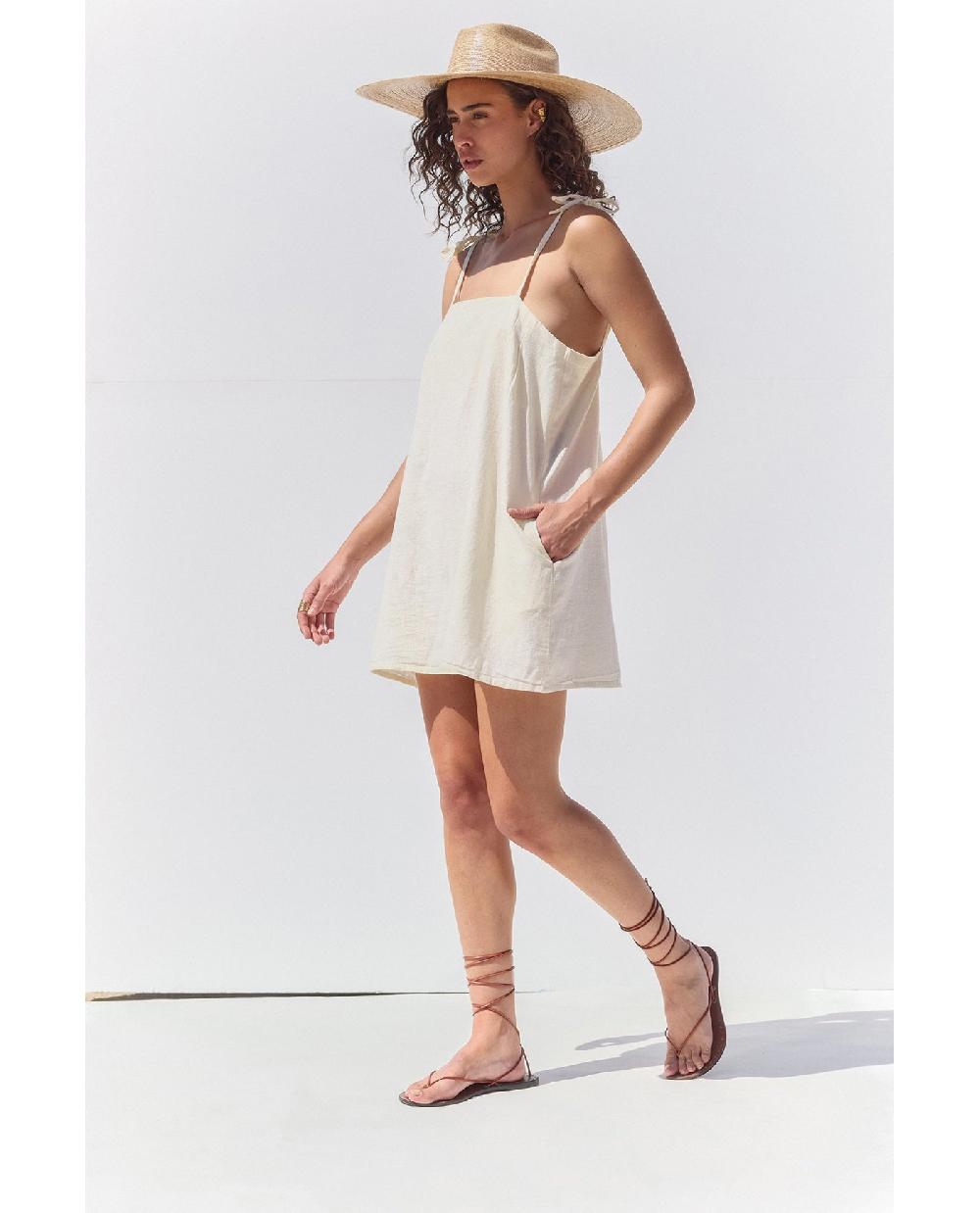 Gottex Terra Square Neck Mini Dress Cover-Up Cream