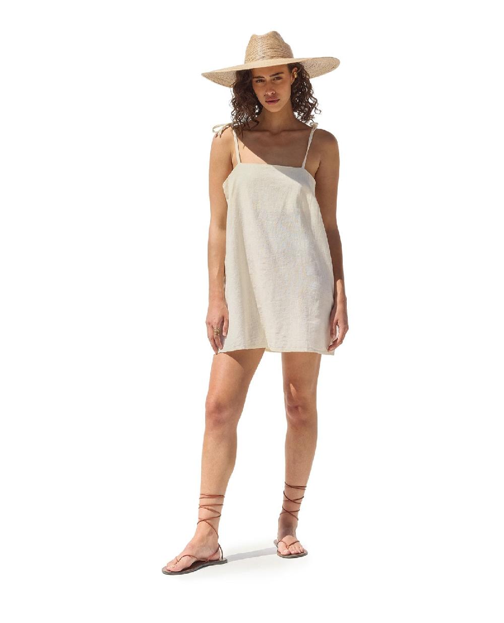 gottex Terra Square Neck Mini Dress Cover-Up Cream