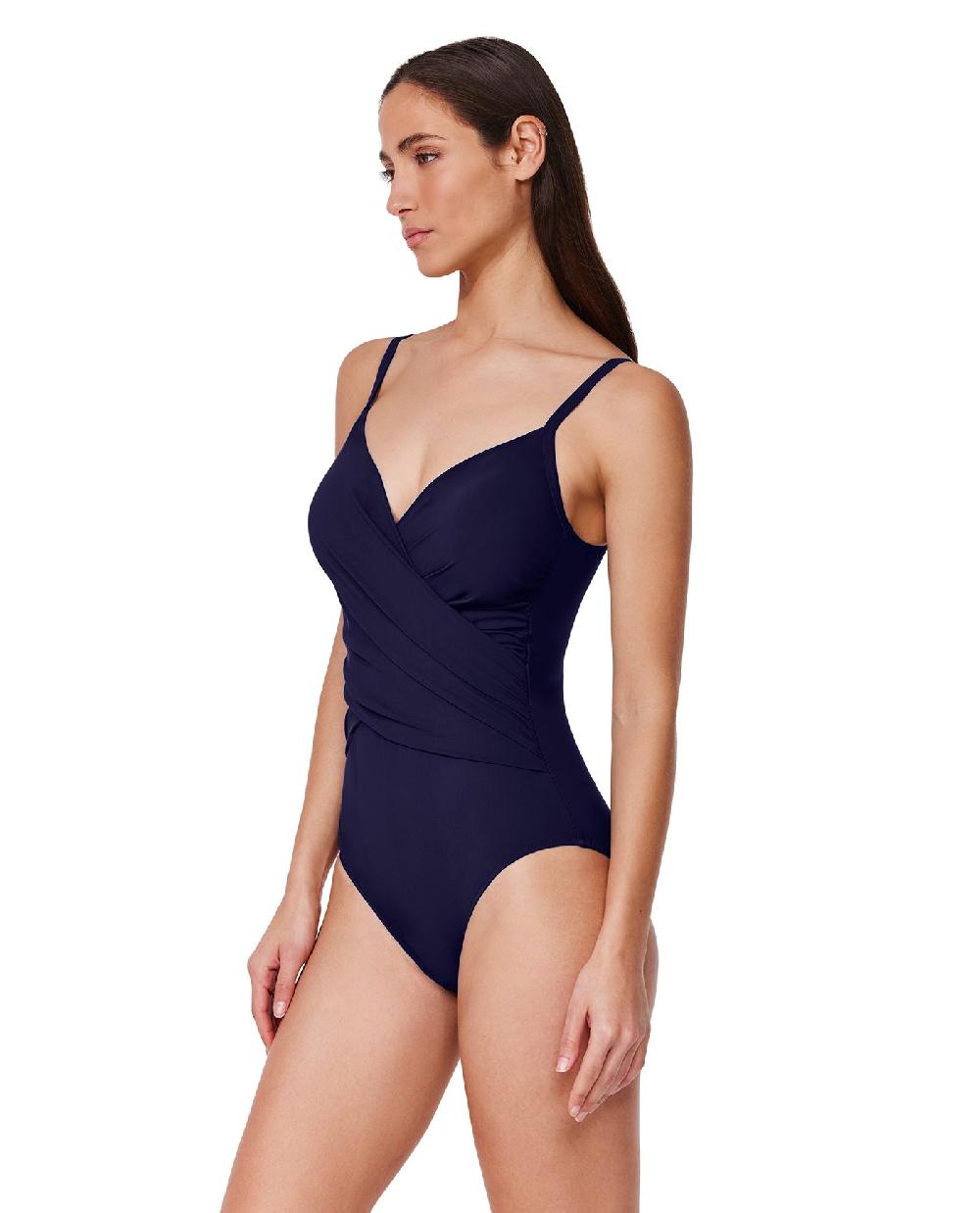 Gottex Tutti Frutti V-Neck Surplice One Piece Navy