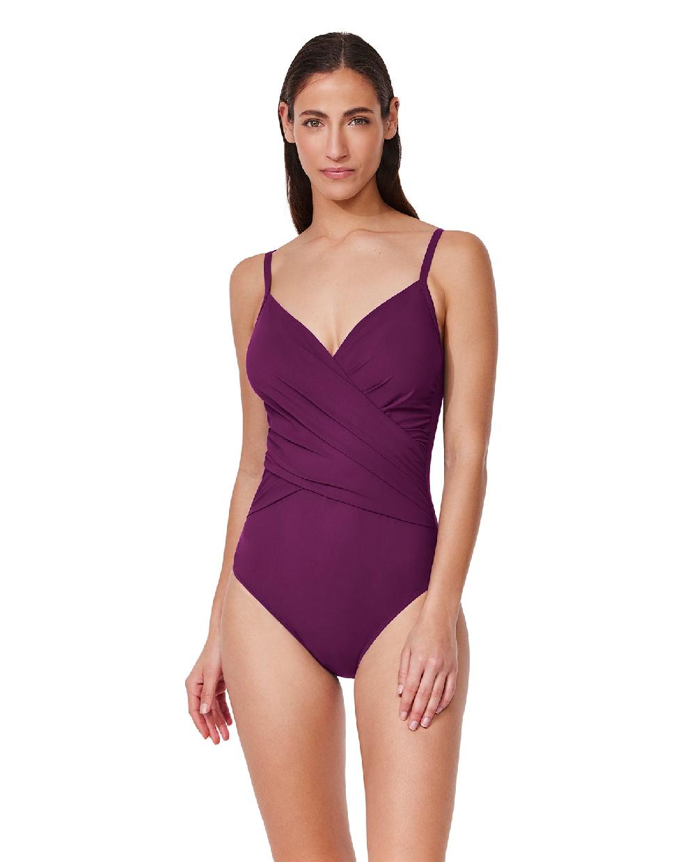 gottex Tutti Frutti V-Neck Surplice One Piece Wine