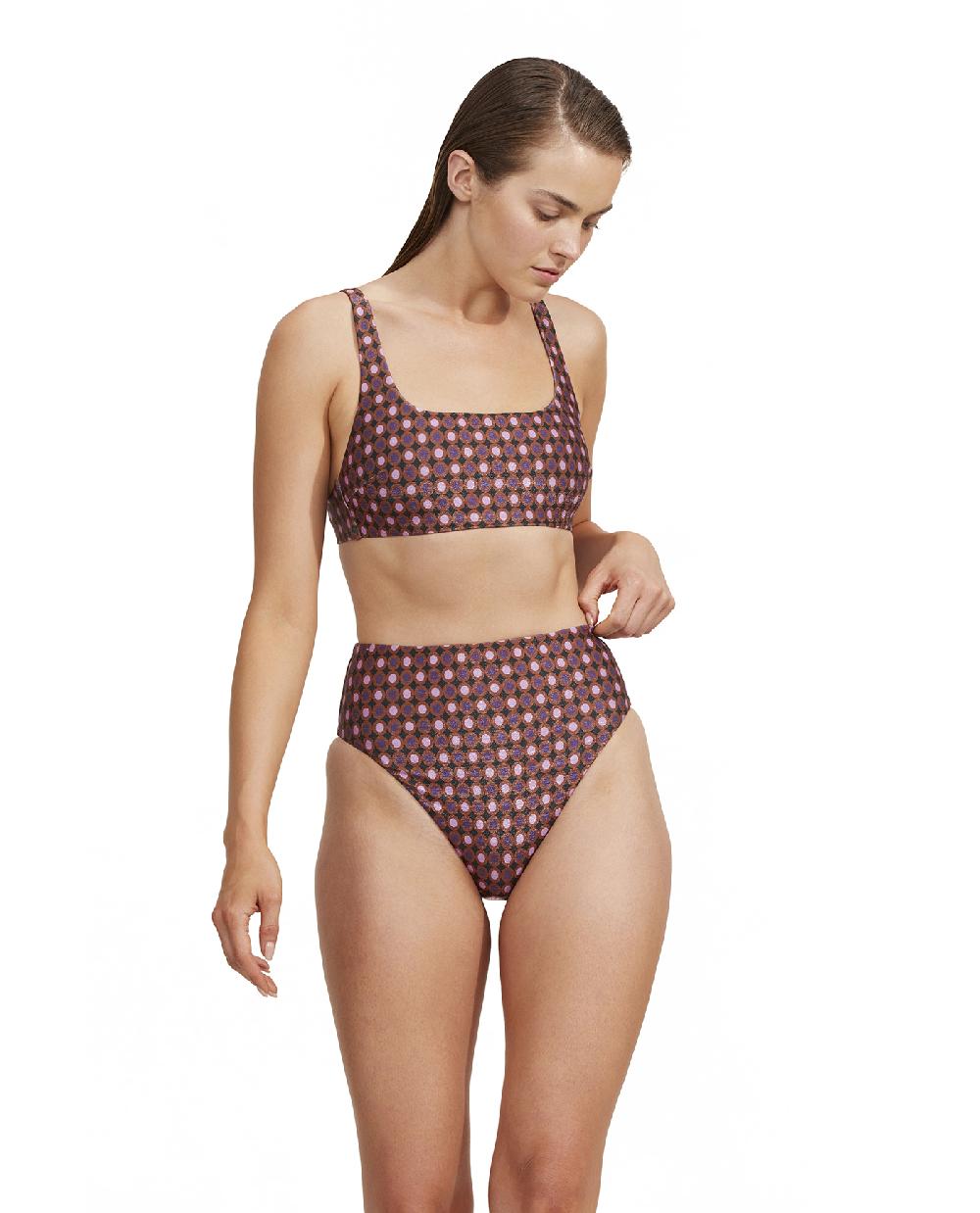 Gottex Vintage Charm Square Neck Bikini Top Purple