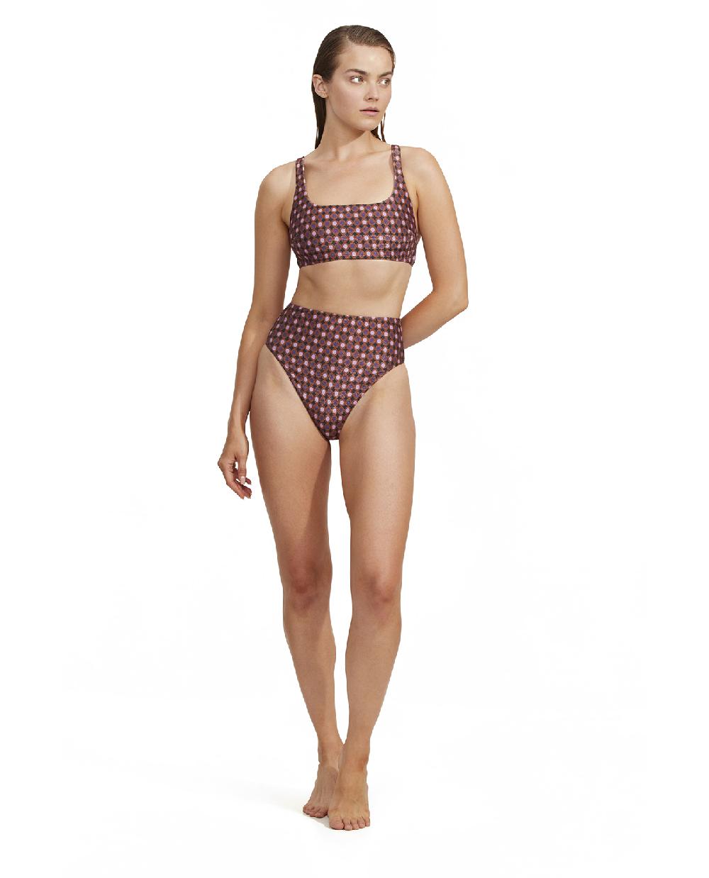 gottex Vintage Charm Square Neck Bikini Top Purple