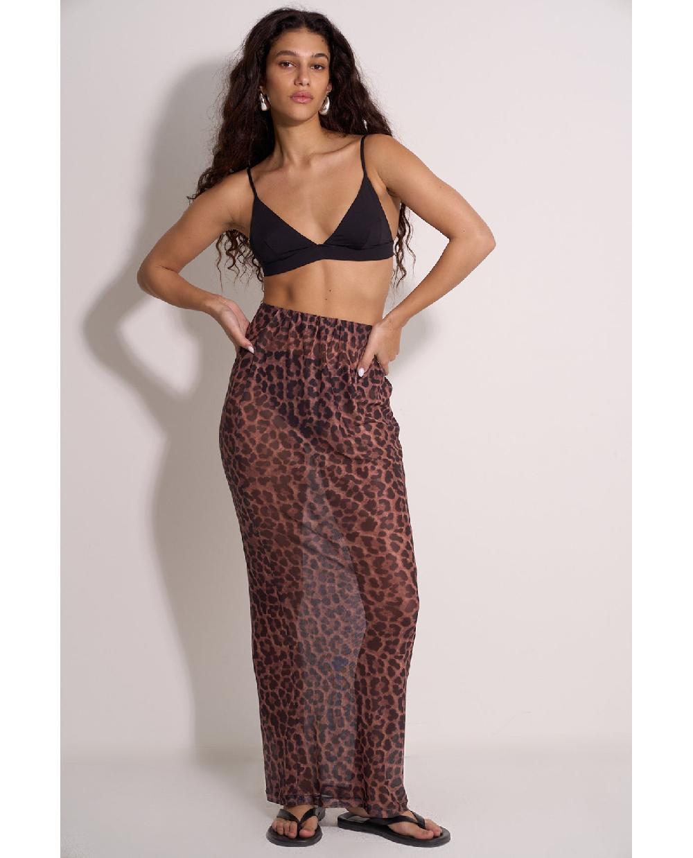 Gottex Wild Mesh High Waist Skirt Cover-Up Leopard