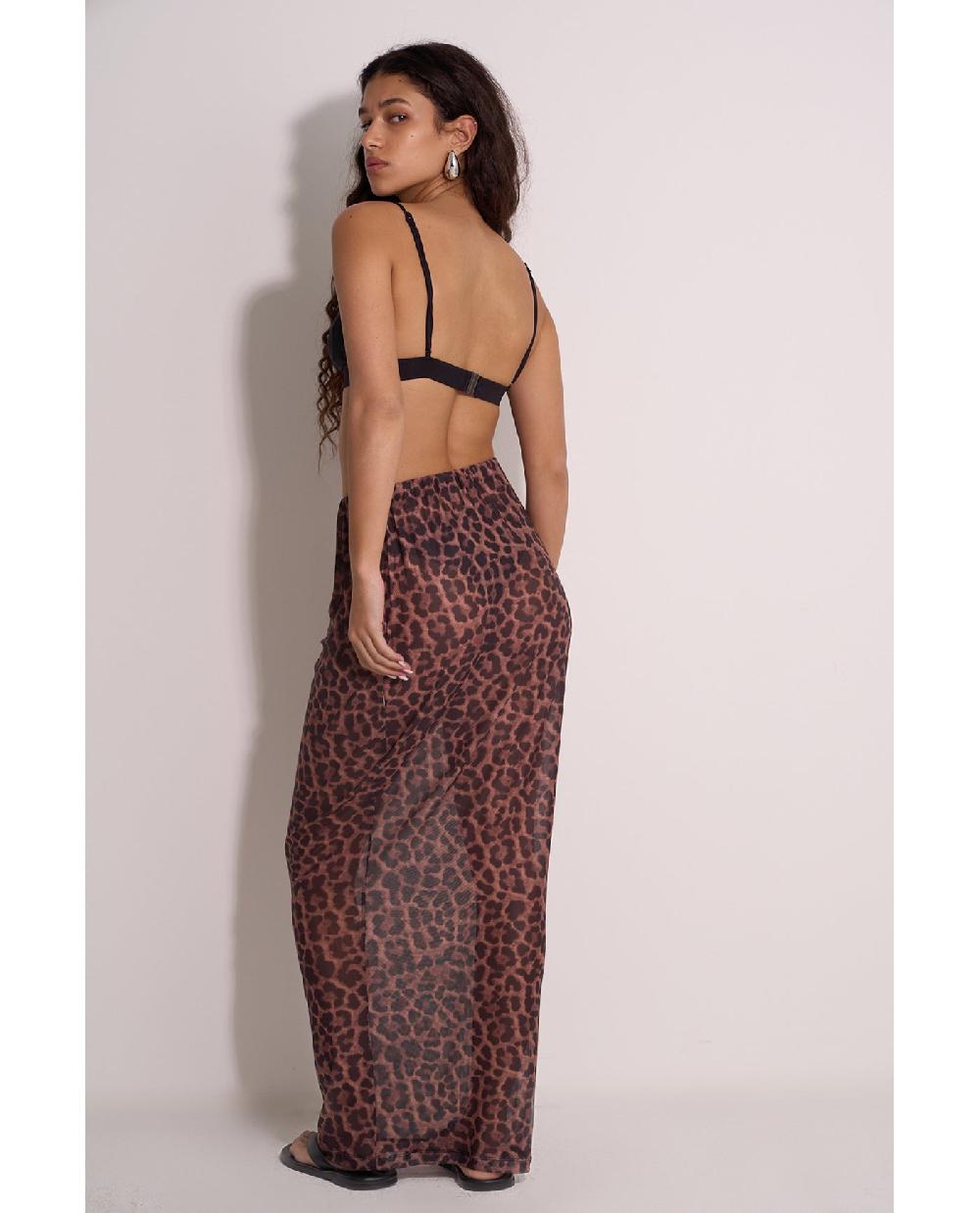 Gottex Wild Mesh High Waist Skirt Cover-Up Leopard