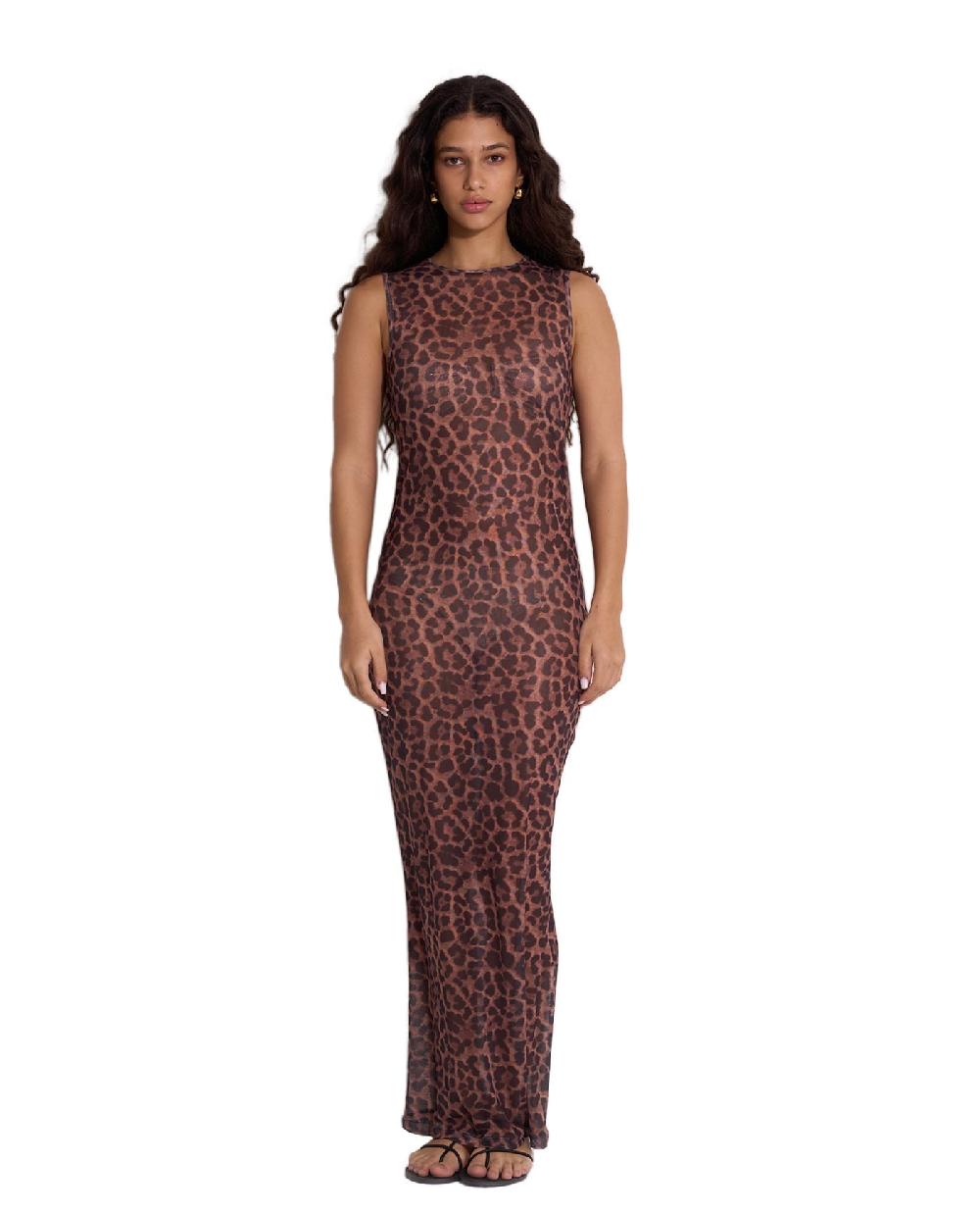 gottex Wild Mesh Sleeveless Dress Cover-Up Leopard