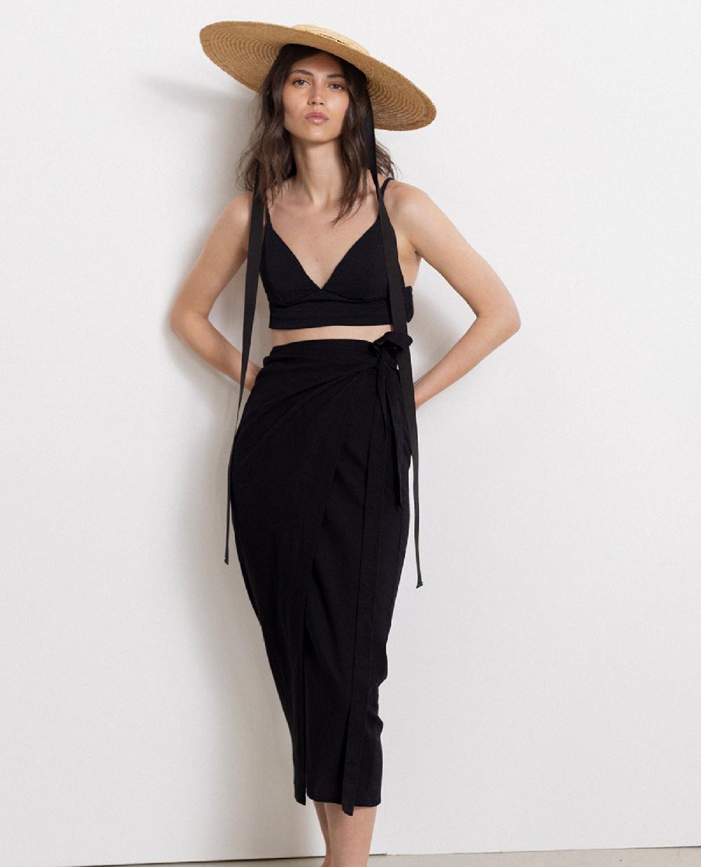 gottex Wrap Midi Cover Up Skirt Black