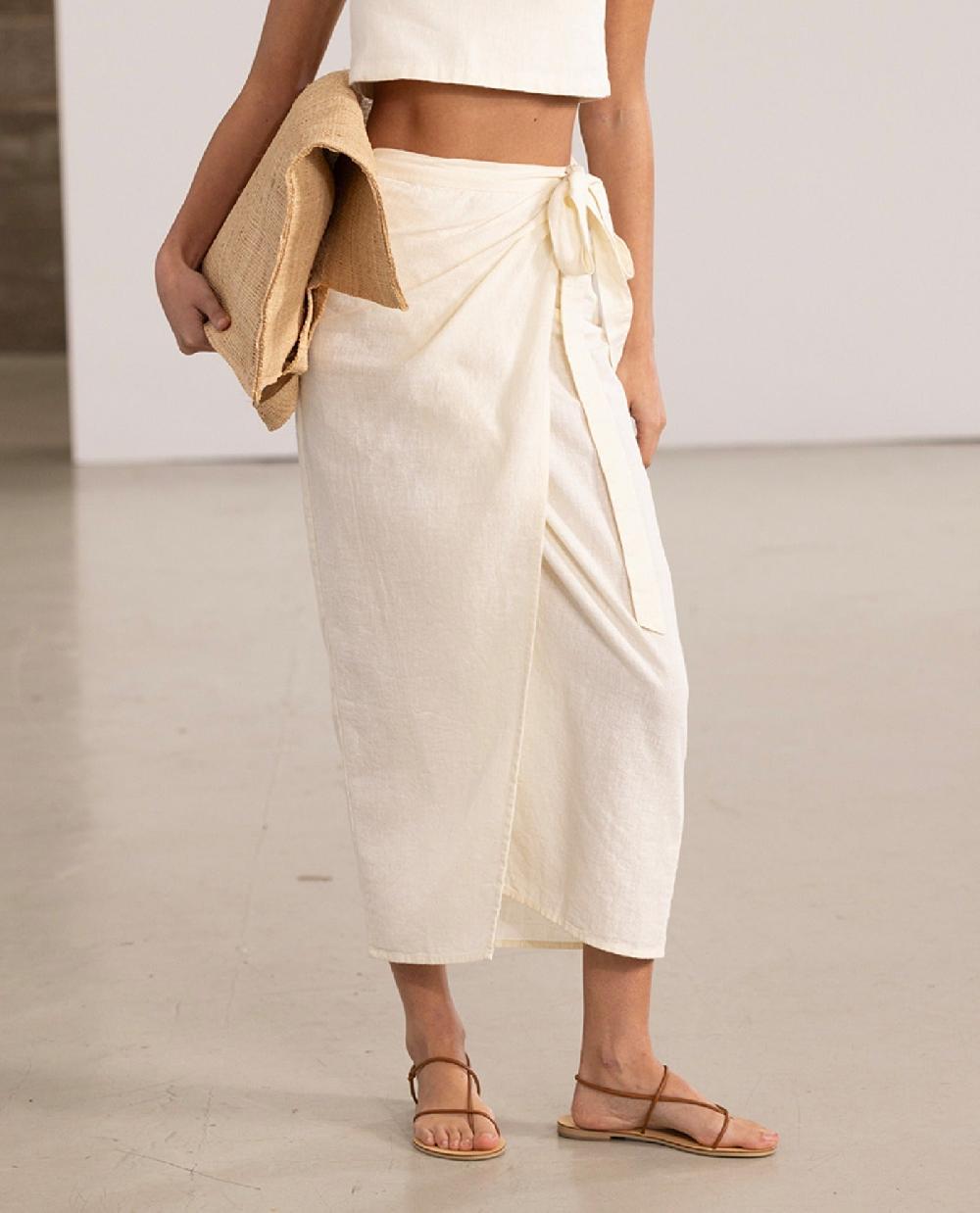 Gottex Wrap Midi Cover Up Skirt Cream