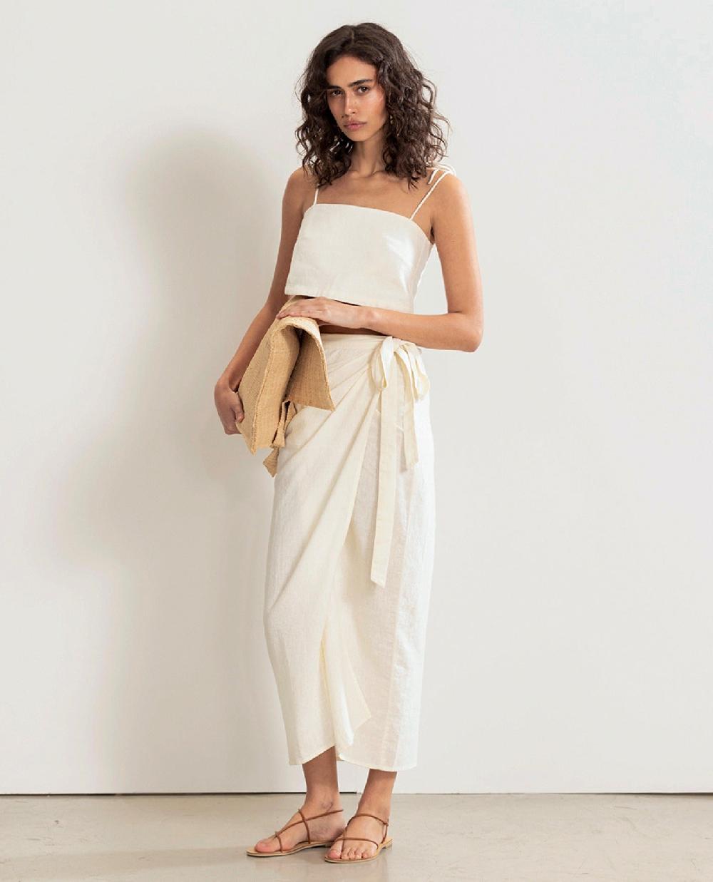 gottex Wrap Midi Cover Up Skirt Cream