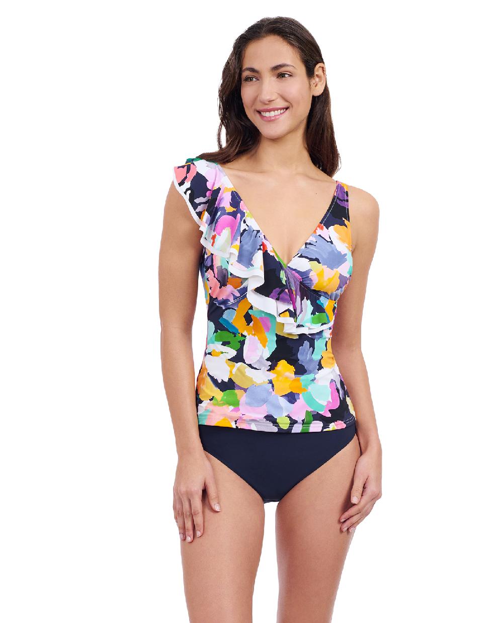 Gottex Holi Ruffle V-Neck Surplice Tankini Top Profile