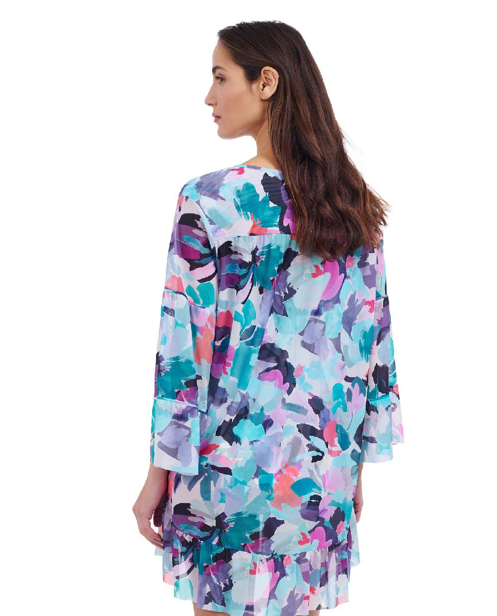 Gottex Holi V-Neck Mesh Flounce Tunic Cover Up Profile