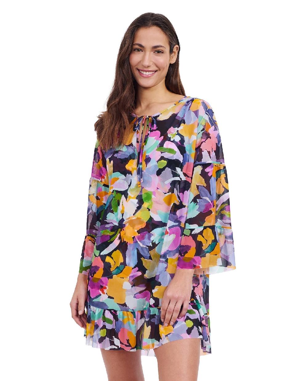 gottex Holi V-Neck Mesh Flounce Tunic Cover Up Profile