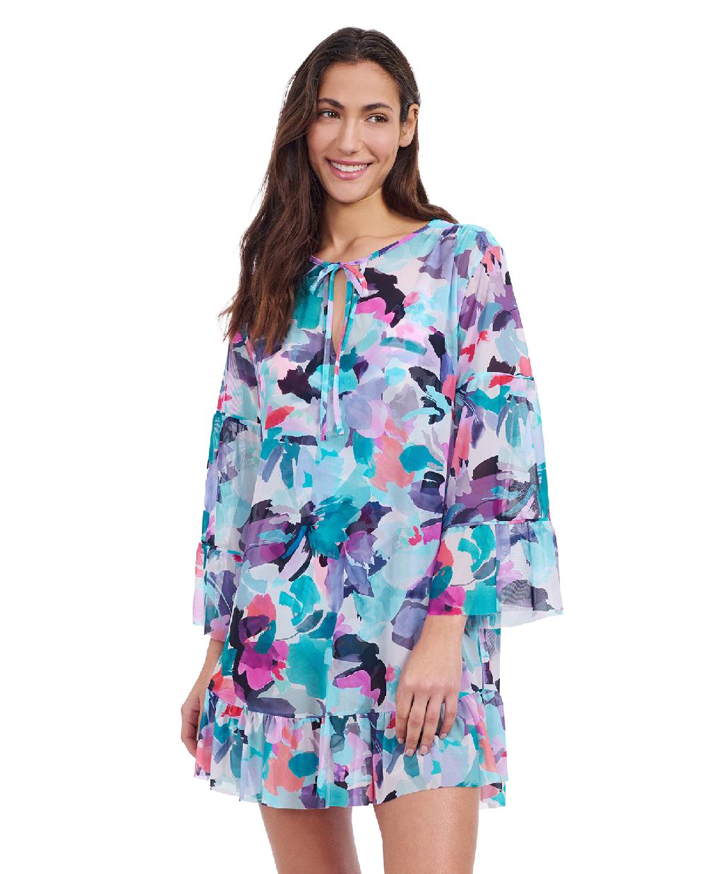 gottex Holi V-Neck Mesh Flounce Tunic Cover Up Profile