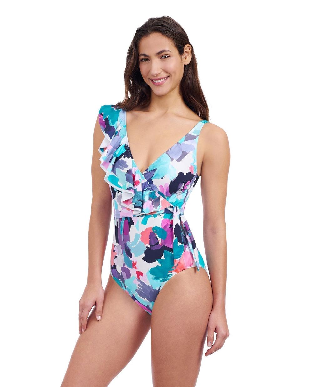 Gottex Holi V-Neck Surplice Ruffle One Piece Swimsuit Profile