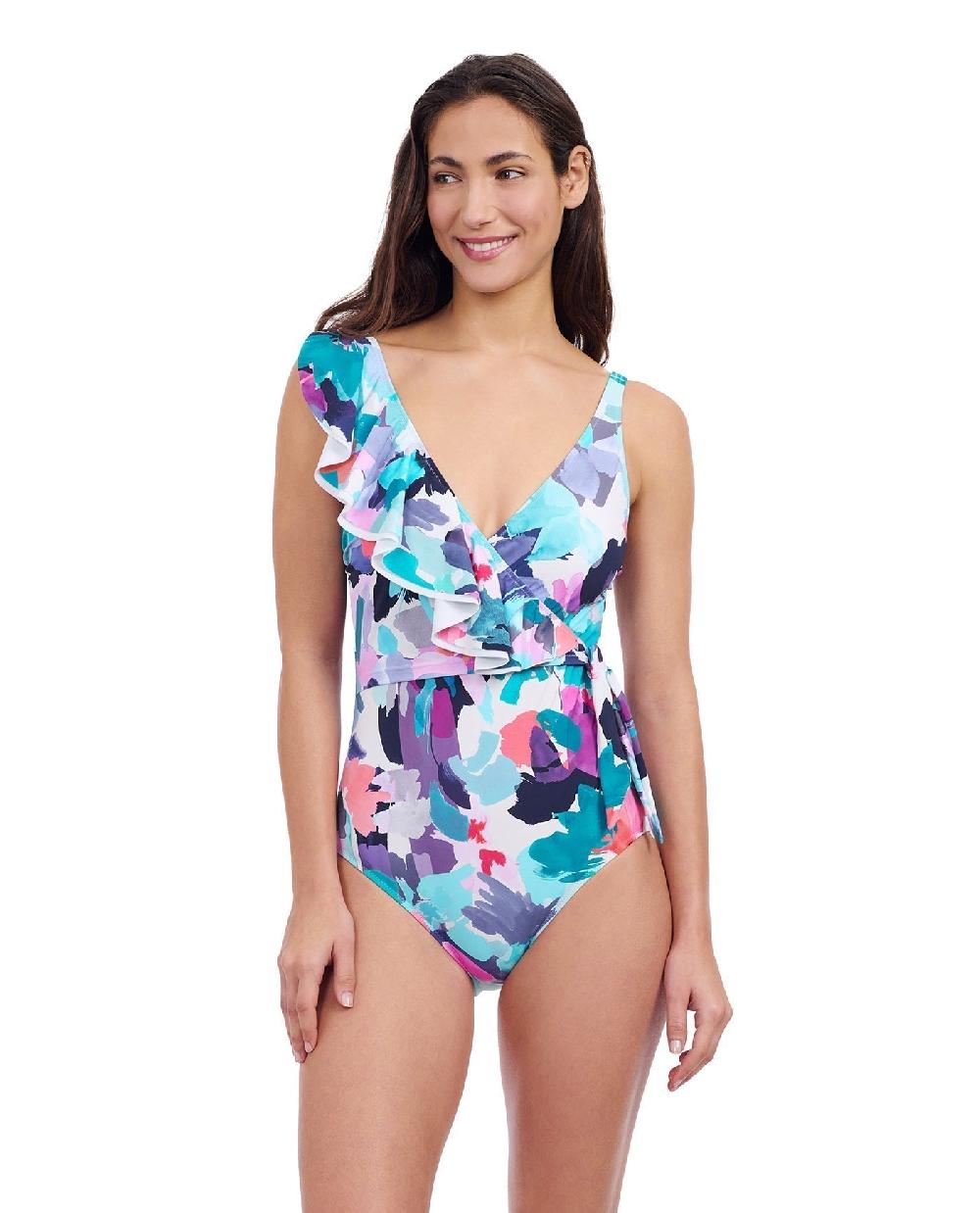 gottex Holi V-Neck Surplice Ruffle One Piece Swimsuit Profile