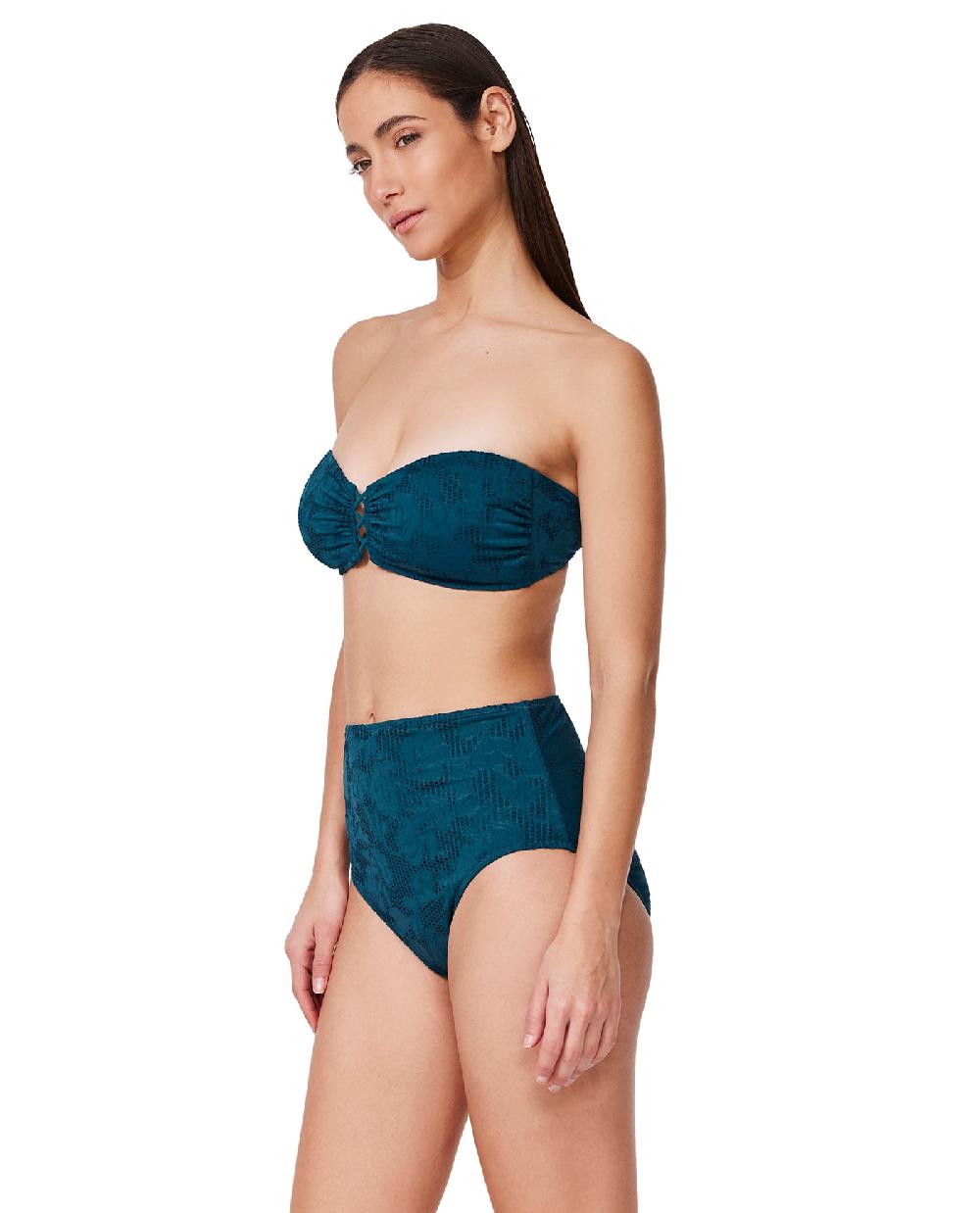 Gottex Jolene Textured Bandeau Bikini Top -Petrol Petrol