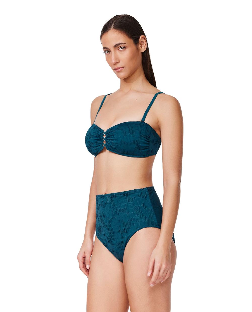 Gottex Jolene Textured Bandeau Bikini Top -Petrol Petrol