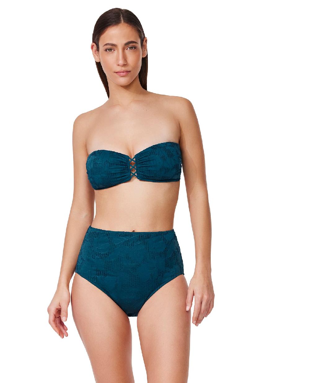 gottex Jolene Textured Bandeau Bikini Top -Petrol Petrol