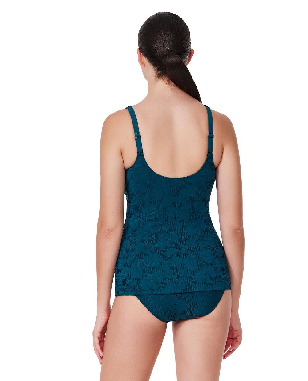 Gottex Jolene Textured D-Cup V Neck Tankini Top-Petrol Petrol