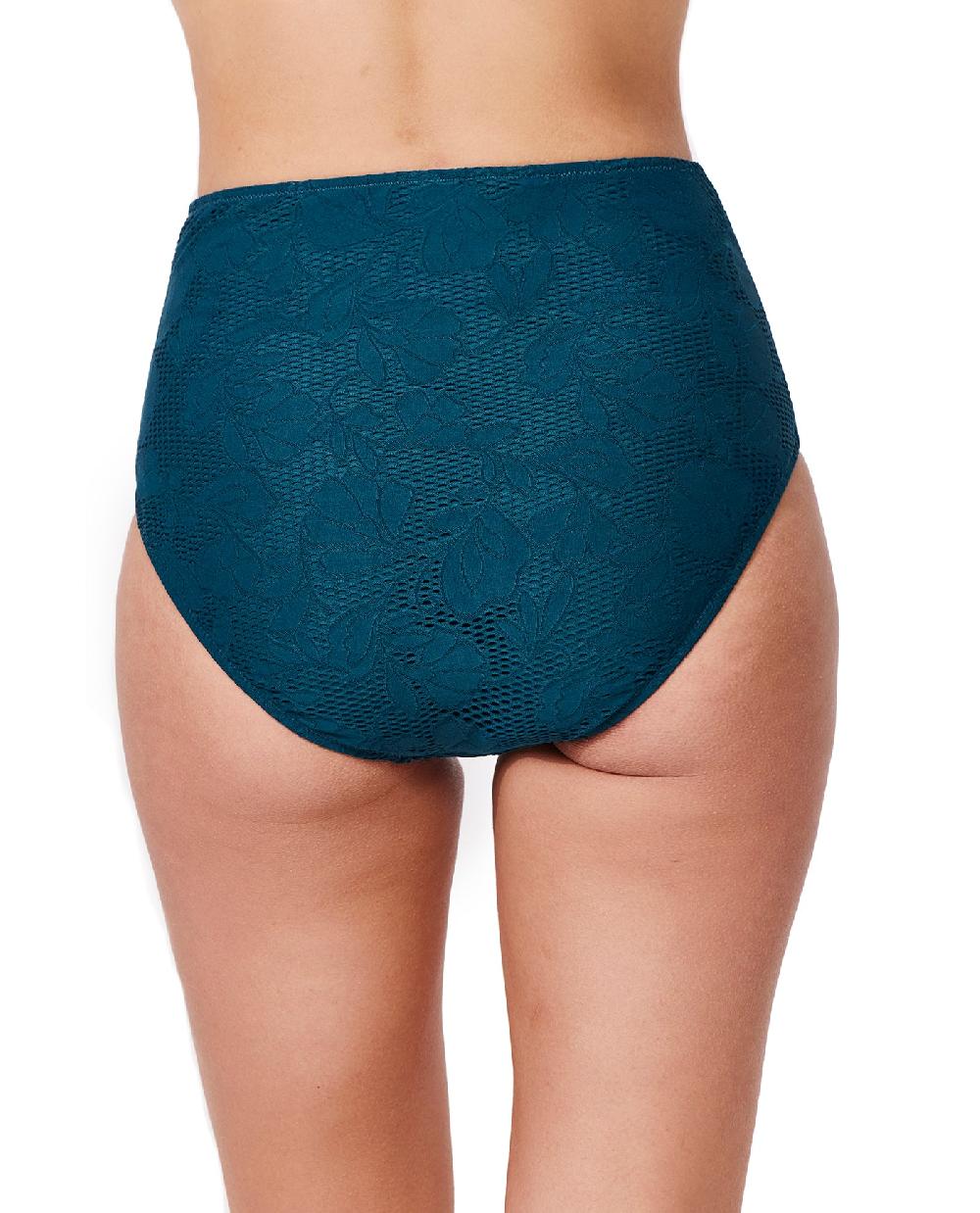 Gottex Jolene Textured High Waist Swim Bottom-Petrol Petrol
