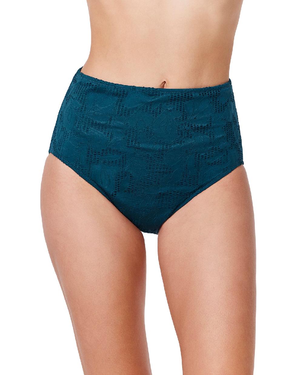 gottex Jolene Textured High Waist Swim Bottom-Petrol Petrol