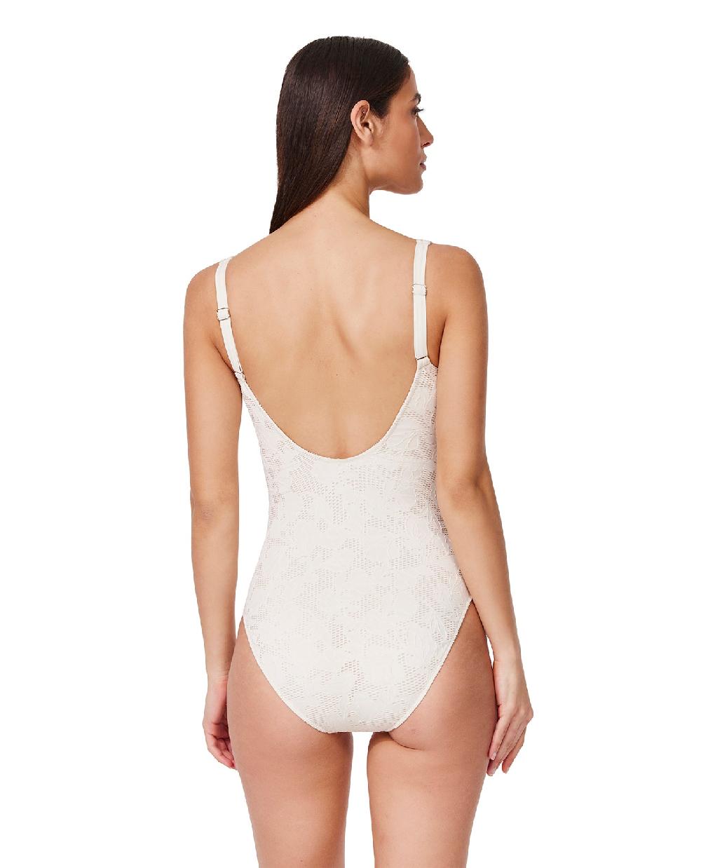 Gottex Jolene Textured Square Neck One Piece-Cream Cream