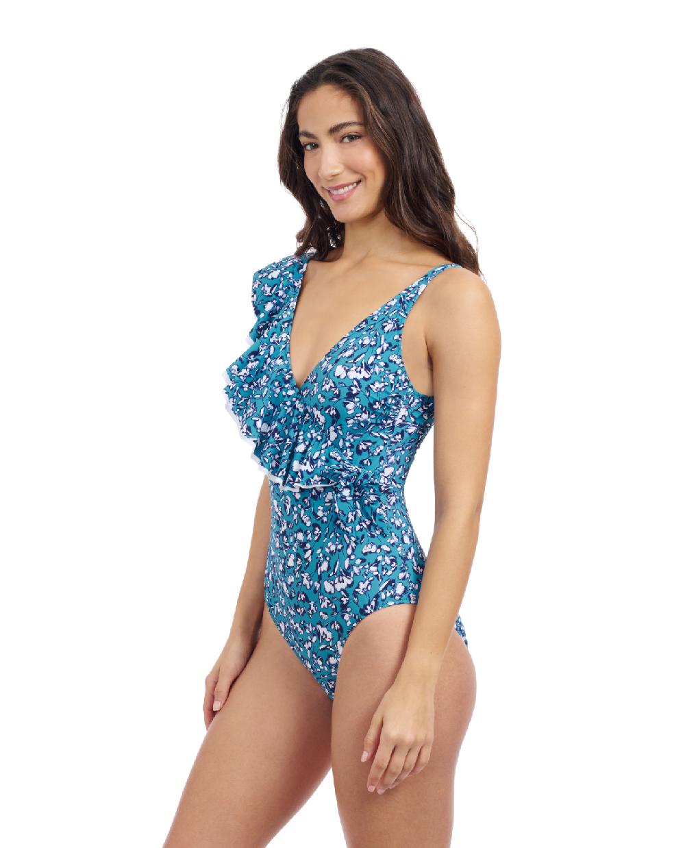 Gottex Juliette Asymmetrical Ruffle Surplice One Piece Swimsuit Profile