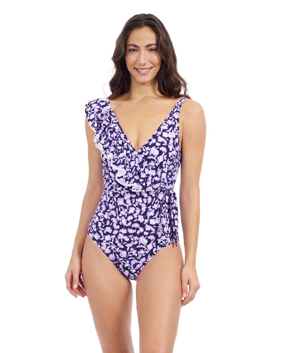 gottex Juliette Asymmetrical Ruffle Surplice One Piece Swimsuit Profile