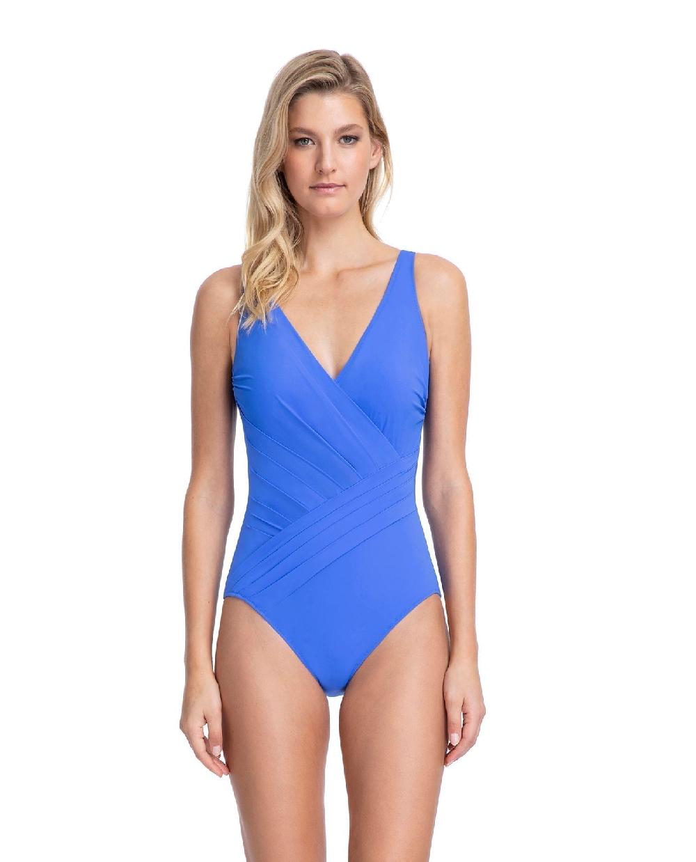 gottex Lattice V-Neck Surplice One Piece Swimsuit Lattice
