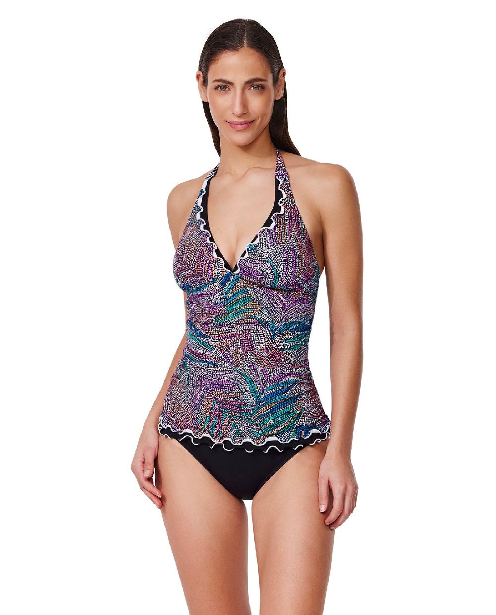 Gottex Layla Tricolore Halter Tankini Top-Blackmulti Layla