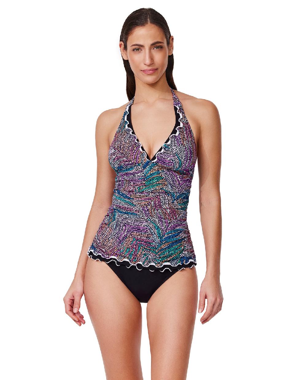 gottex Layla Tricolore Halter Tankini Top-Blackmulti Layla