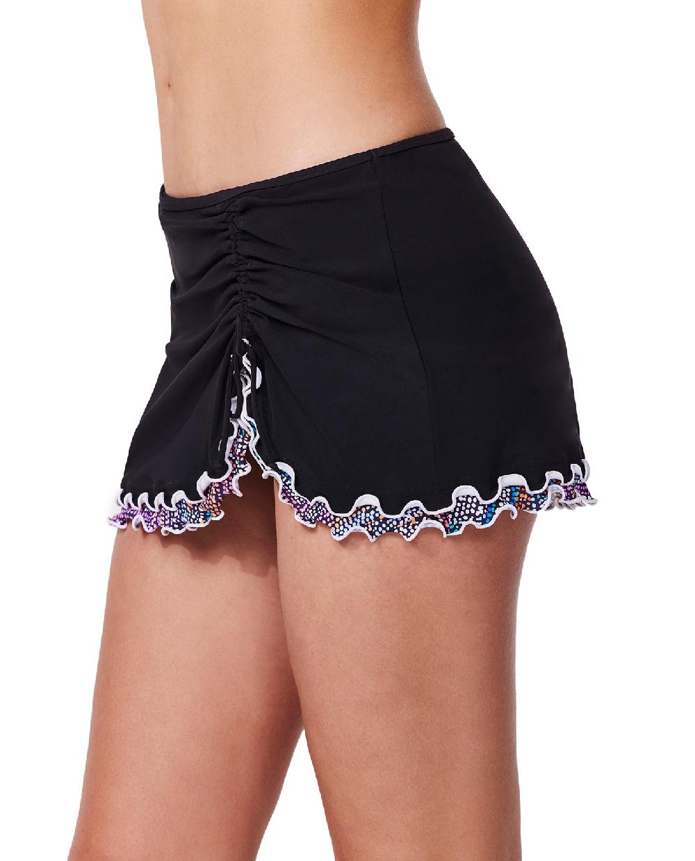 Gottex Layla Tricolore Side Slit Skirt Swim Bottom Black