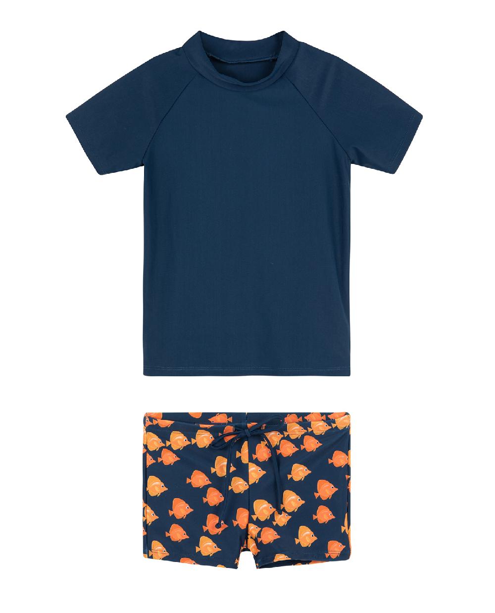 gottex Little Gents Short Sleeve Swim Short Set Navy