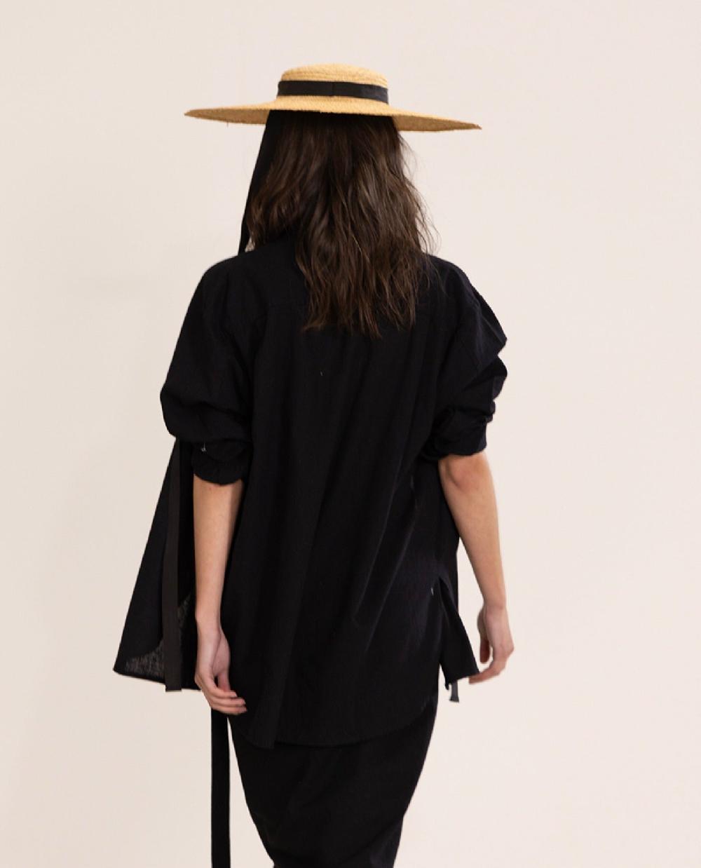 Gottex Long Sleeve Button Down Cover Up Blouse Black