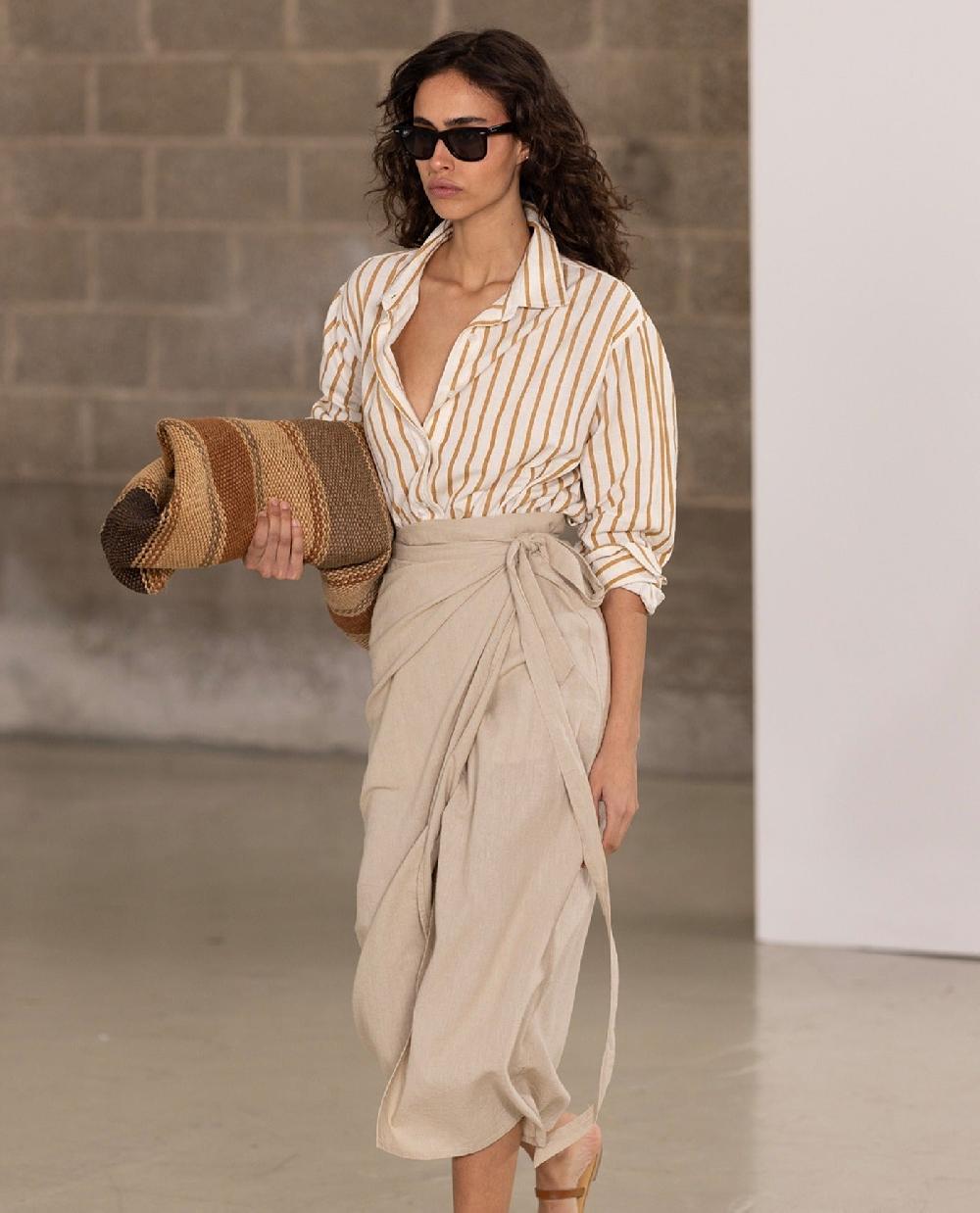 Gottex Long Sleeve Button Down Cover Up Blouse Mustard