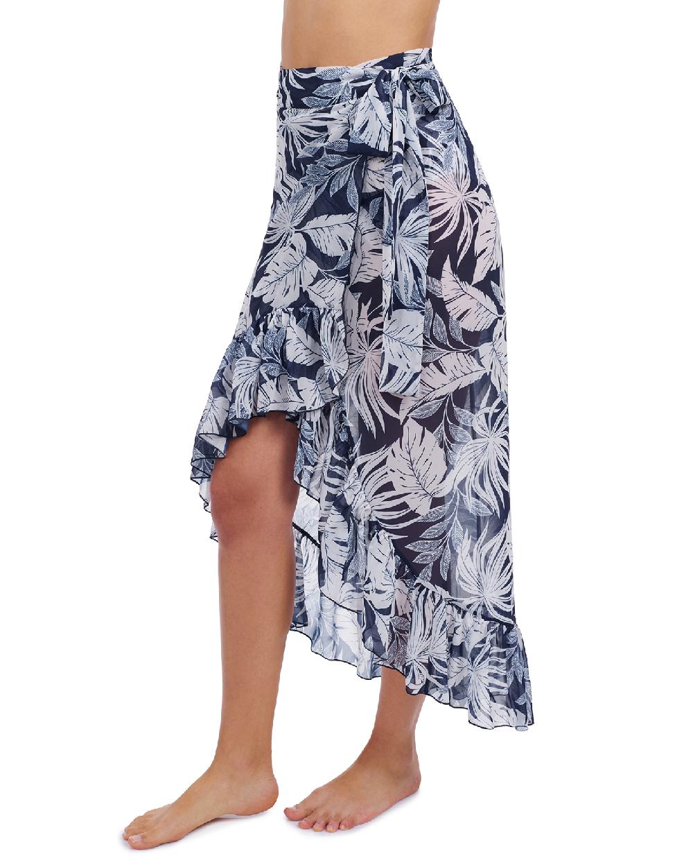 Gottex Malaya Ruffled High Low Cover Up Wrap Skirt Profile