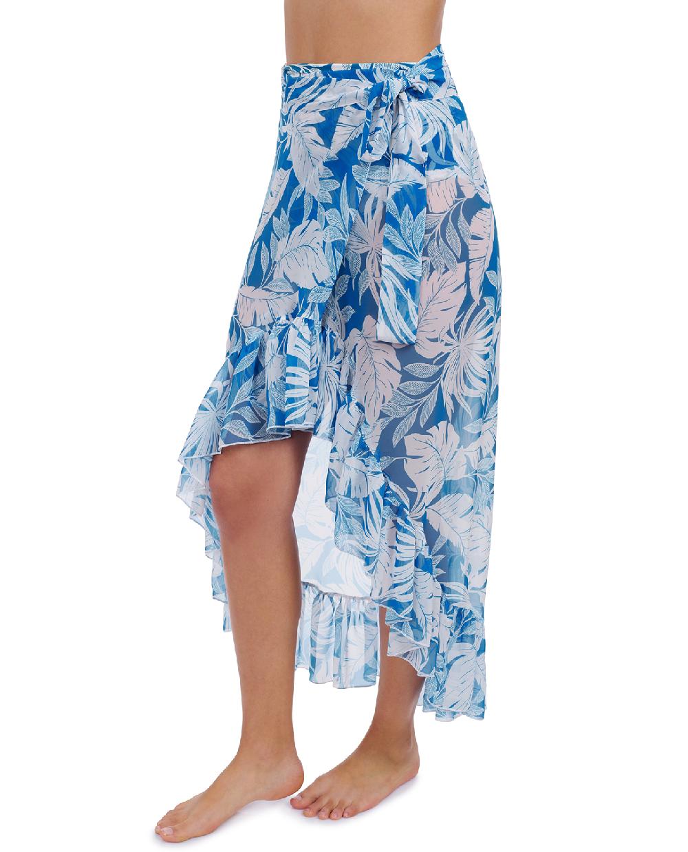 Gottex Malaya Ruffled High Low Cover Up Wrap Skirt Profile