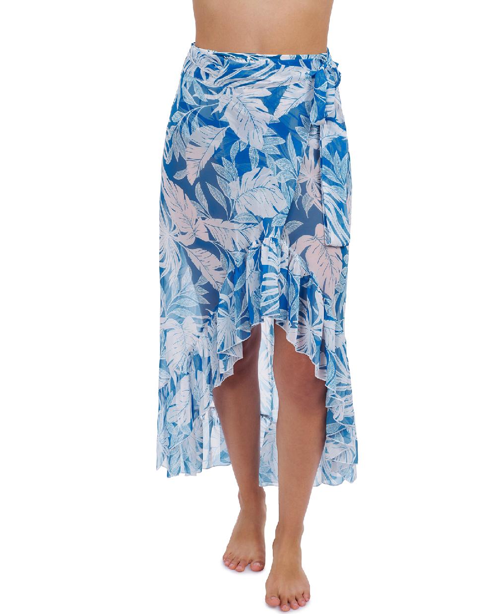 gottex Malaya Ruffled High Low Cover Up Wrap Skirt Profile