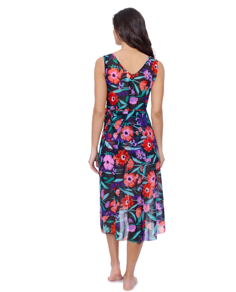 Gottex Marguerite V Neck Asymmetrical Ruffle Midi Wrap Mesh Dress Profile