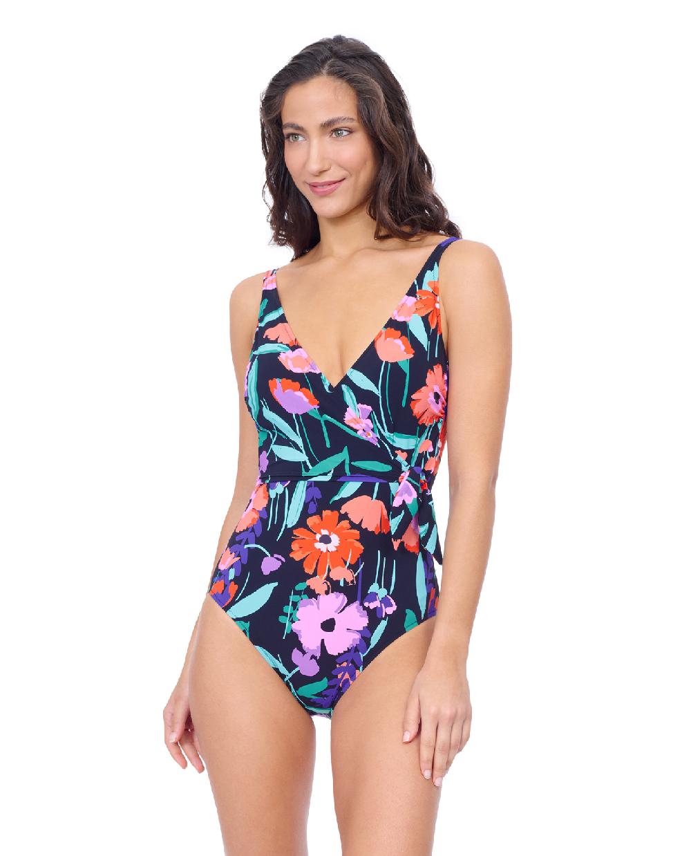 gottex Marguerite V Neck Ruffle Surplice One Piece Swimsuit Profile