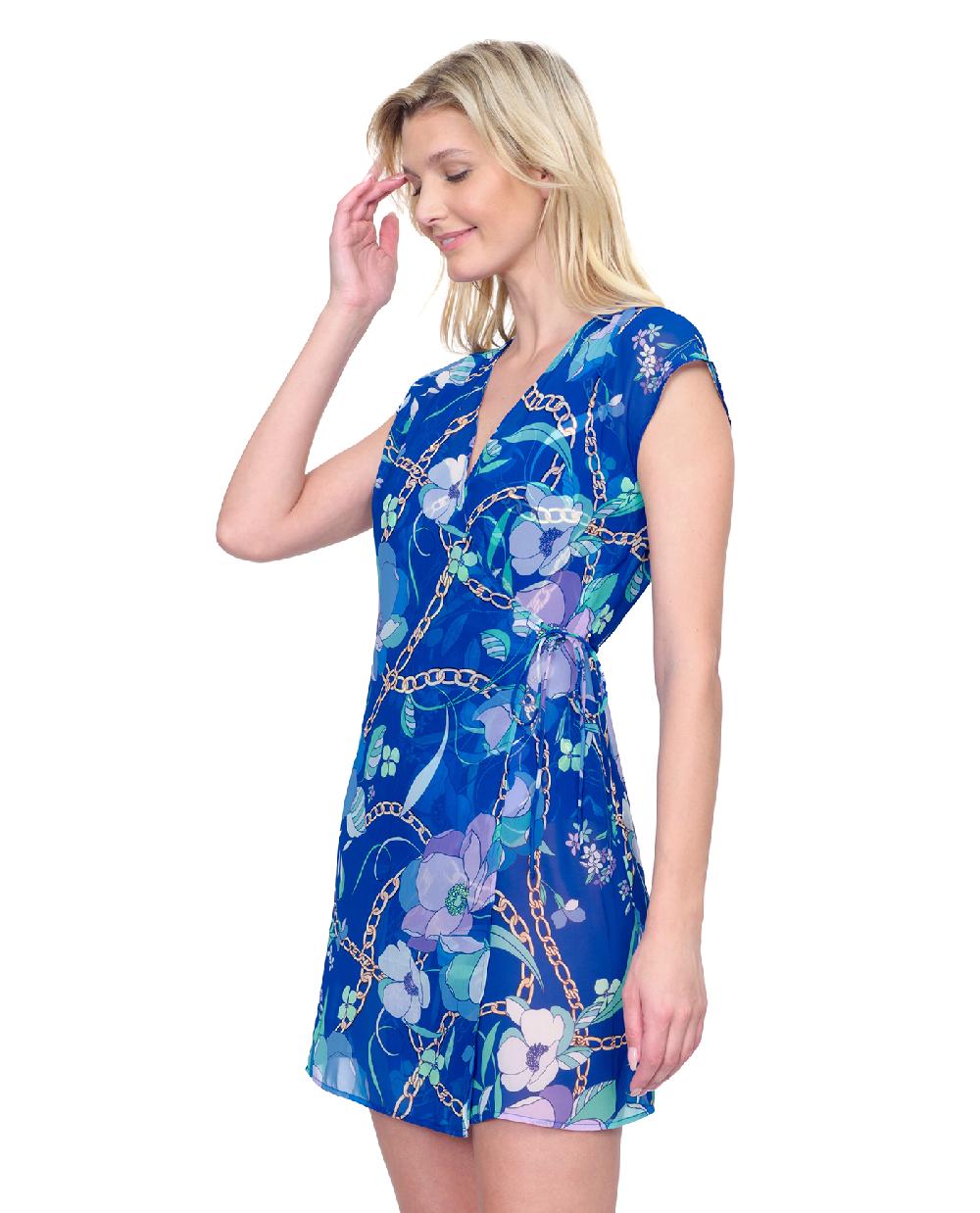 Gottex Memories Of Capri Short Surplice Wrap Dress Swim Cover Up Multi Memories