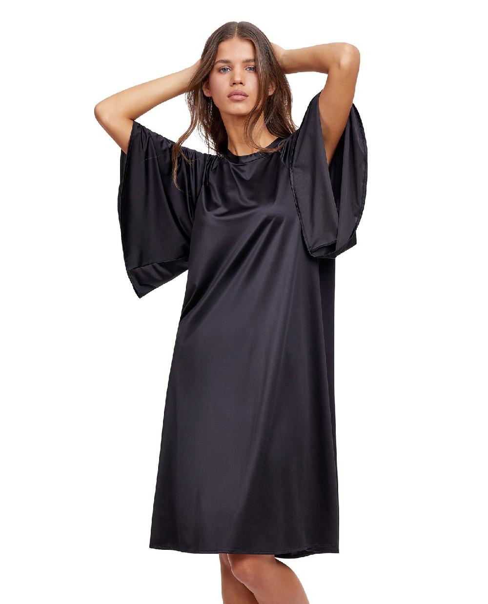 Gottex Modest High Neck Loose Fitting Dress-Black Black